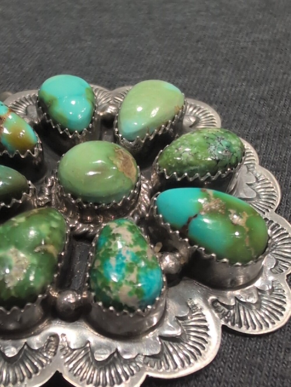Sterling Silver Turquoise-Sonoran Gold Cluster Necklace Pendant - Picture 4 of 4